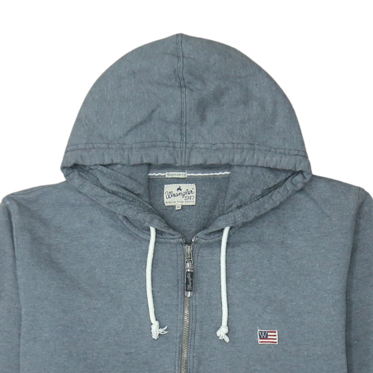 Wrangler Mens Blue Full Zip Hoodie Regular Fit Cotton Sweatshirt Size L