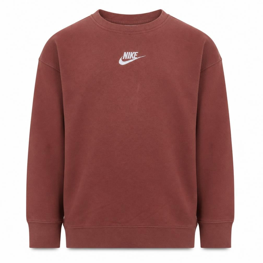Nike Girls Brown Fleece Pullover Sweatshirt 10 Years Crew Neck Logo