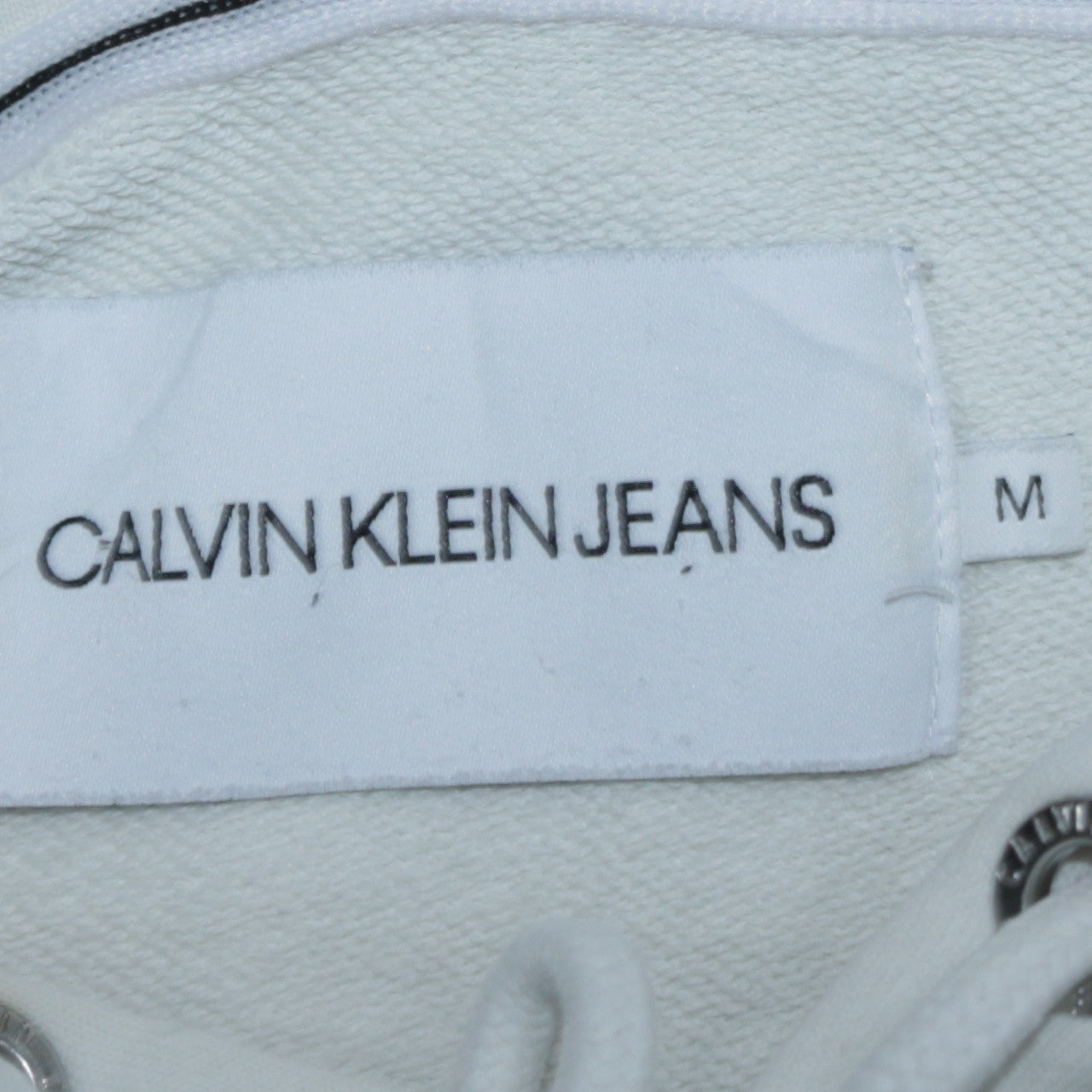 Calvin Klein Jeans Men's White Pullover Hoodie M Regular Fit