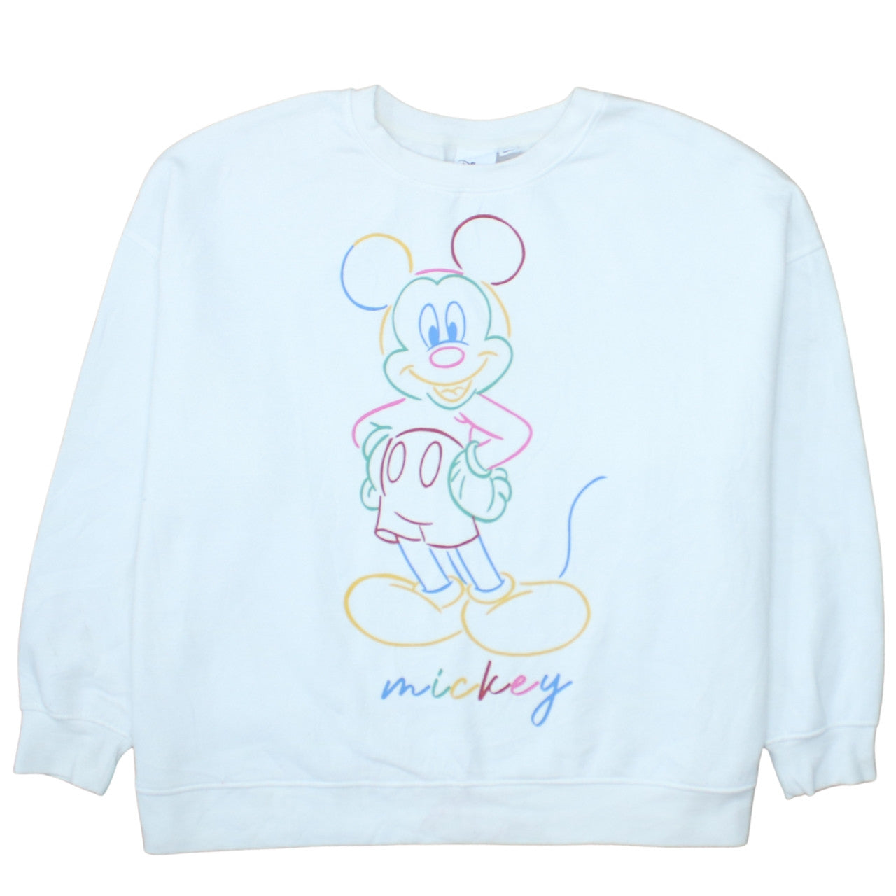 Disney Women White 2XL Pullover Sweatshirt Mickey Graphic Cotton Blend