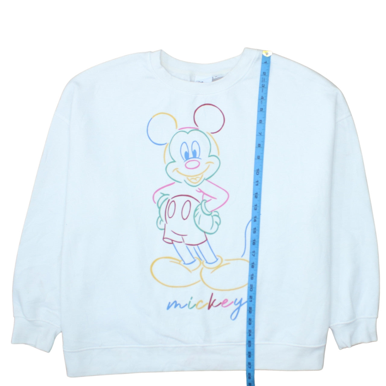 Disney Women White 2XL Pullover Sweatshirt Mickey Graphic Cotton Blend
