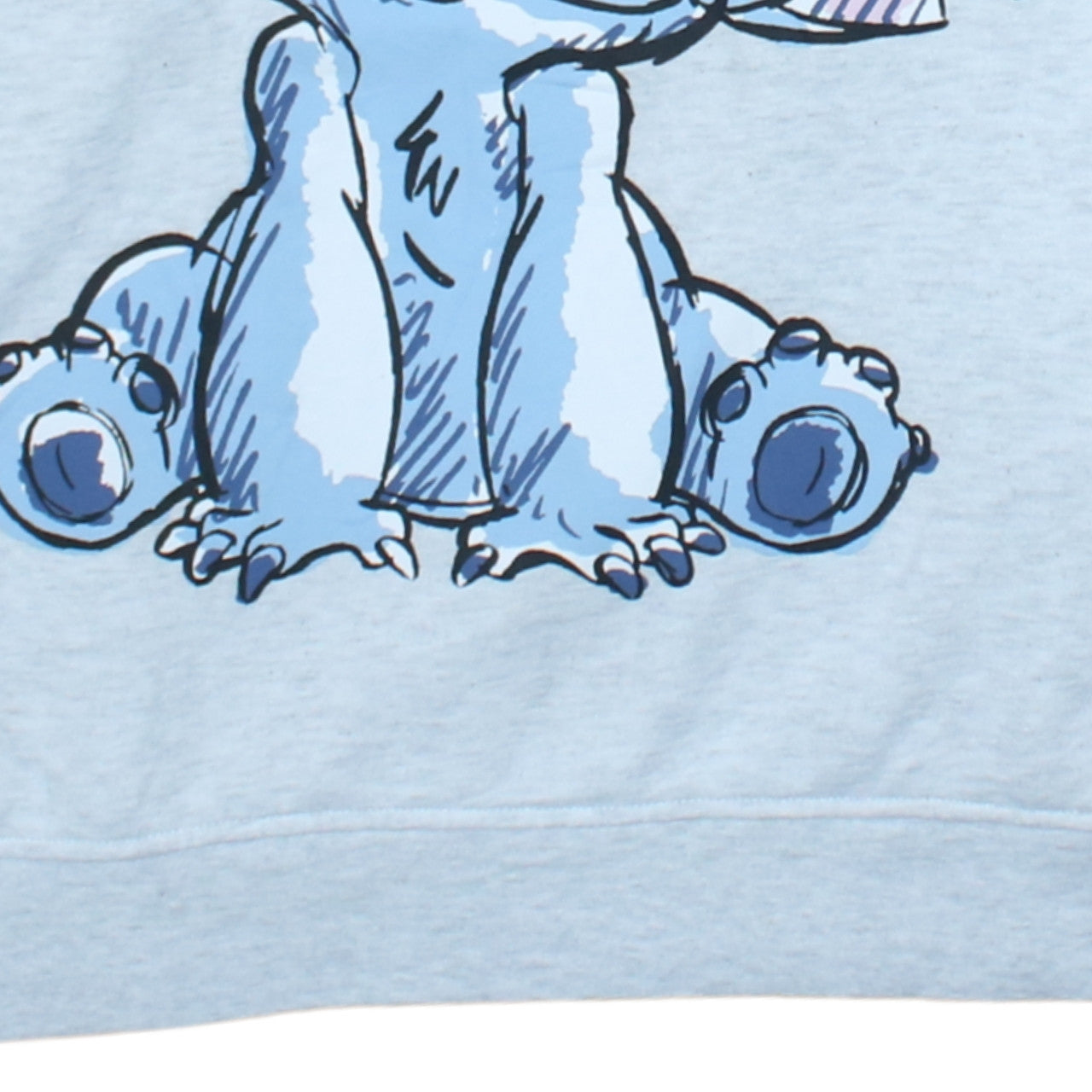 Disney Womens Light Grey Stitch Hoodie Size L Pullover Graphic Hooded Sweatshirt