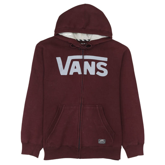 Vans Men Burgundy Full Zip Hoodie Medium Cotton Blend Logo