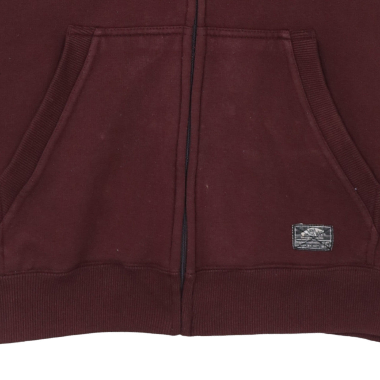 Vans Men Burgundy Full Zip Hoodie Medium Cotton Blend Logo