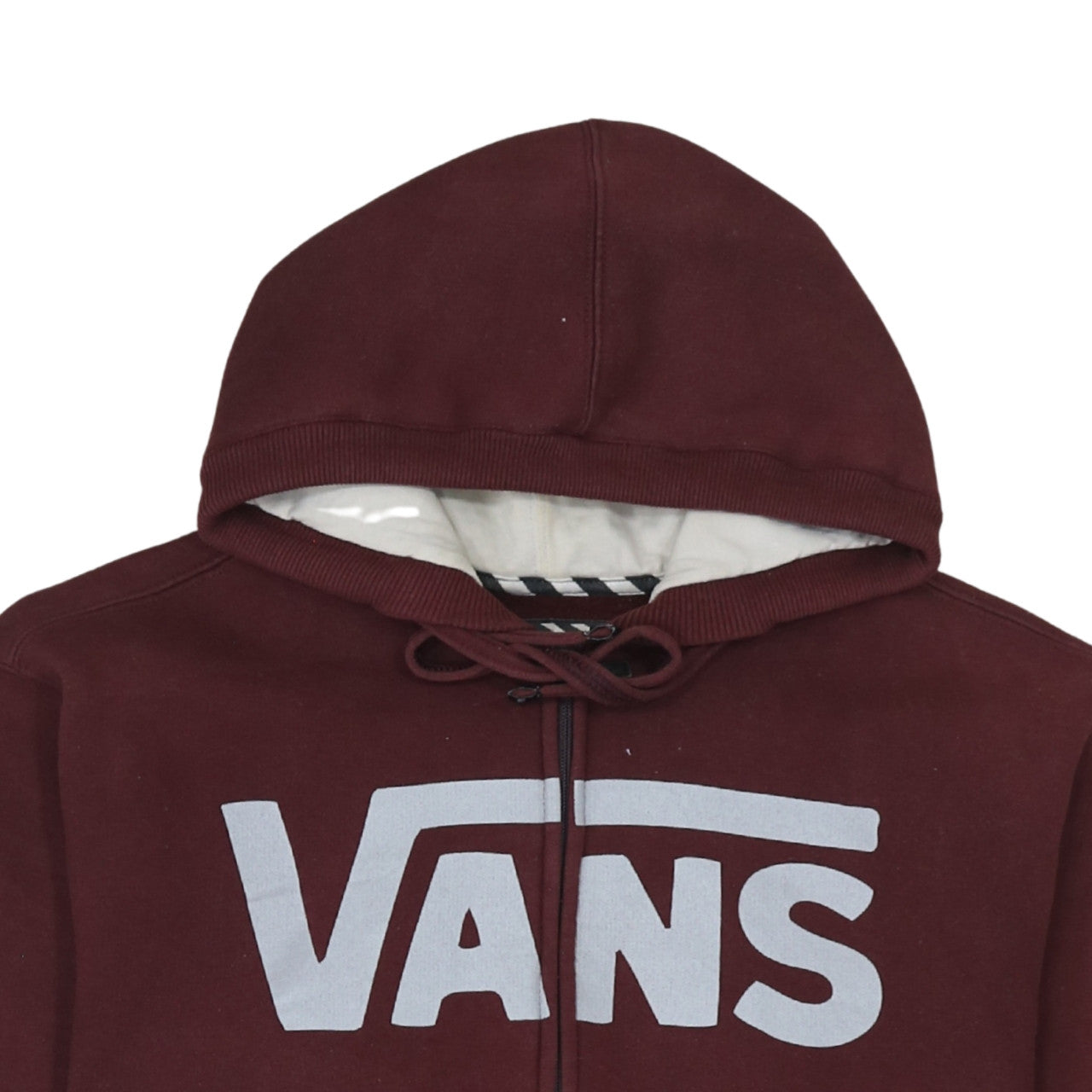 Vans Men Burgundy Full Zip Hoodie Medium Cotton Blend Logo