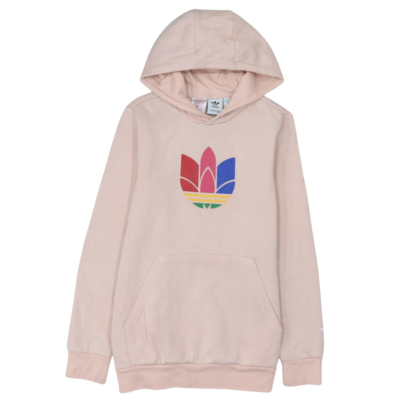 Adidas Girls Pink Logo Pullover Hoodie 12-13 Years Fleece Sweatshirt