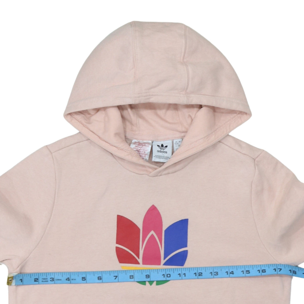 Adidas Girls Pink Logo Pullover Hoodie 12-13 Years Fleece Sweatshirt
