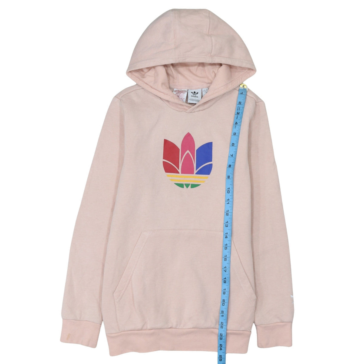 Adidas Girls Pink Logo Pullover Hoodie 12-13 Years Fleece Sweatshirt