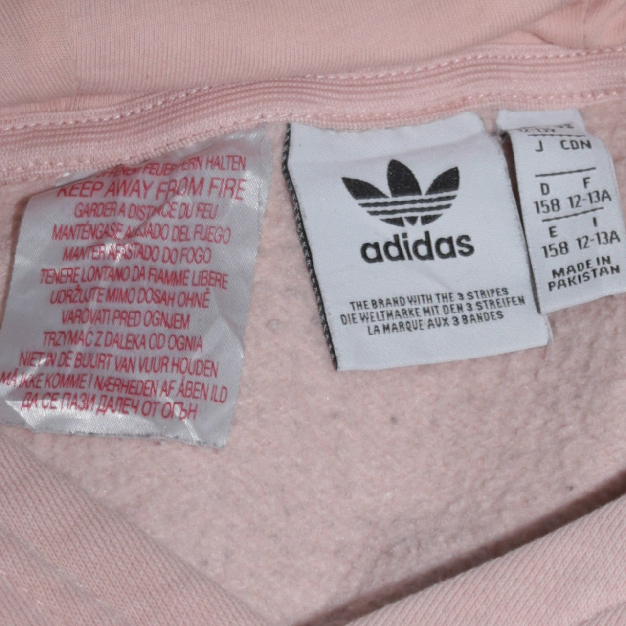 Adidas Girls Pink Logo Pullover Hoodie 12-13 Years Fleece Sweatshirt