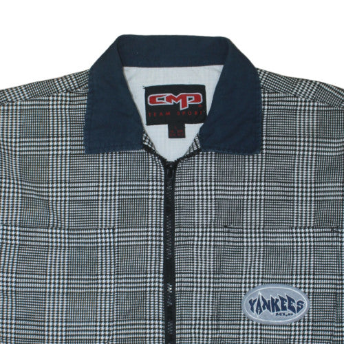 CMP Team Sport Men's Black Check Bomber Jacket L Cotton Yankees Style