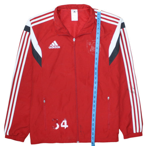 Adidas Men’s Red Track Jacket L Full Zip Lightweight Football Top