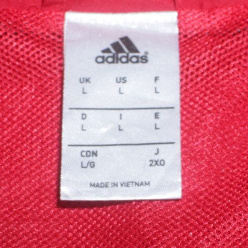 Adidas Men’s Red Track Jacket L Full Zip Lightweight Football Top