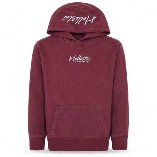 Hollister Mens Red Pullover Hoodie XS Logo Fleece Sweatshirt