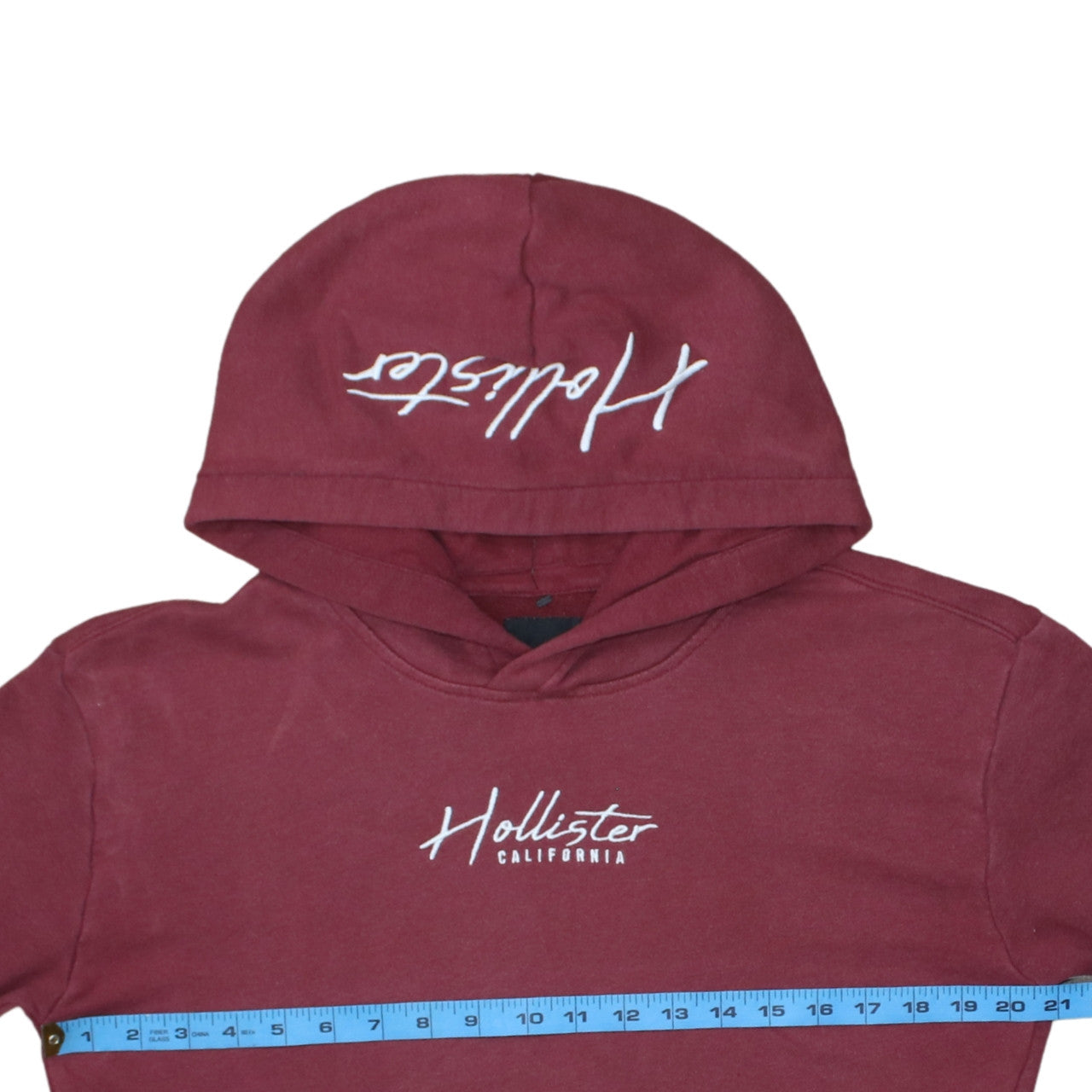 Hollister Mens Red Pullover Hoodie XS Logo Fleece Sweatshirt