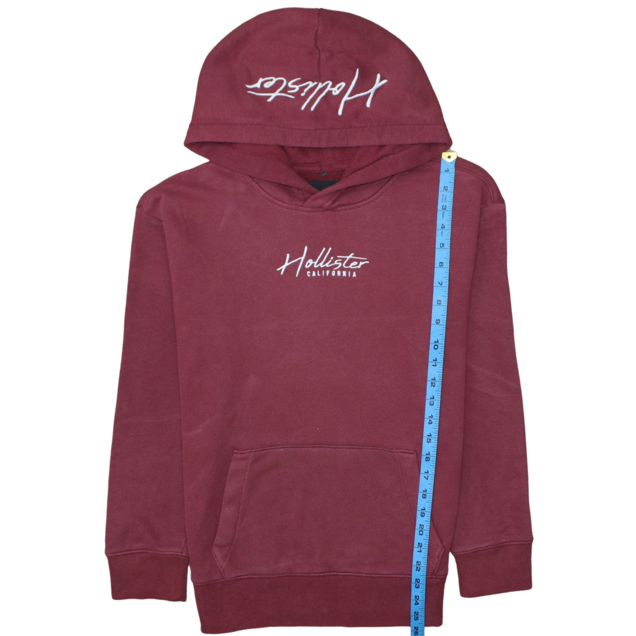 Hollister Mens Red Pullover Hoodie XS Logo Fleece Sweatshirt