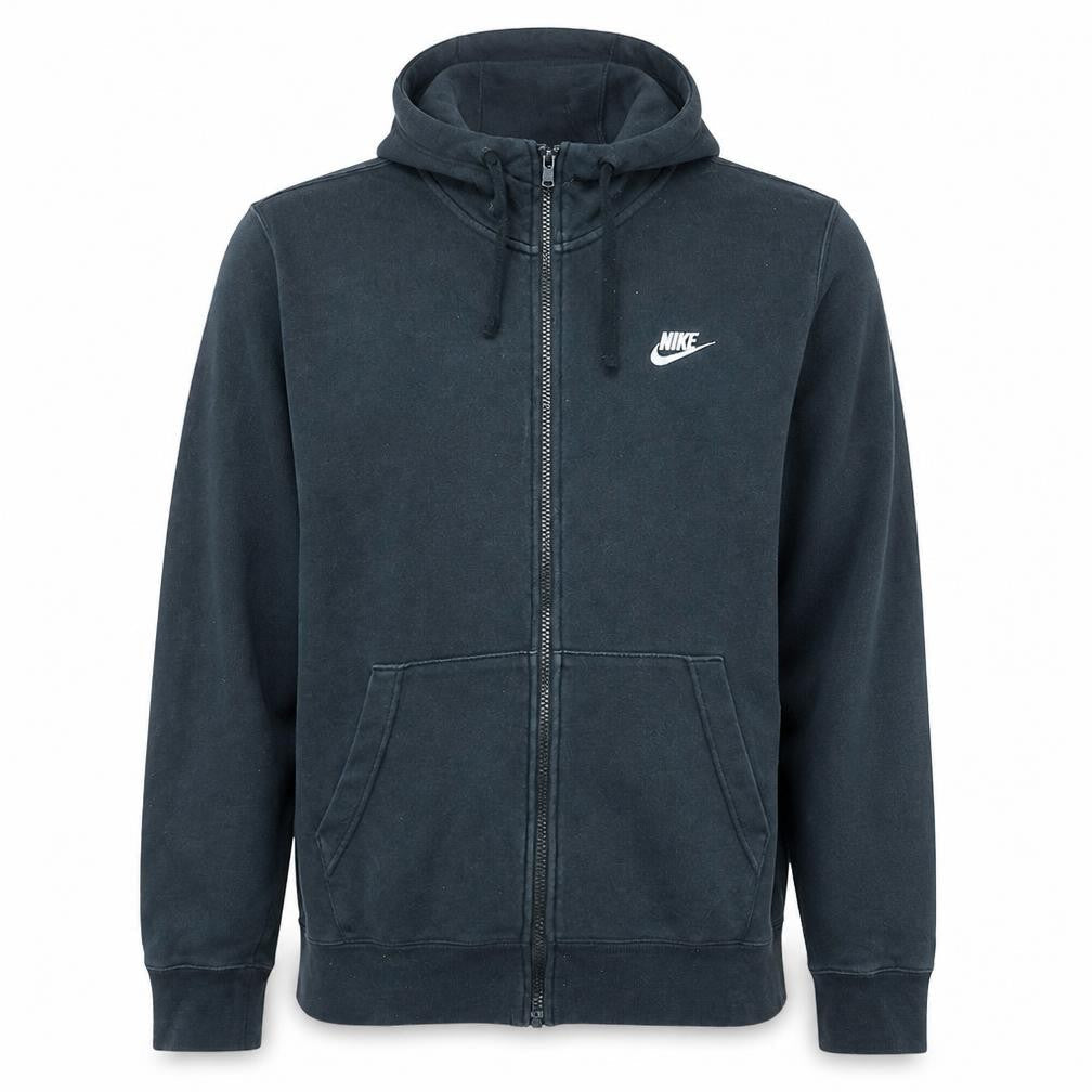 Nike Men's Black Full Zip Hoodie L Regular Cotton Blend