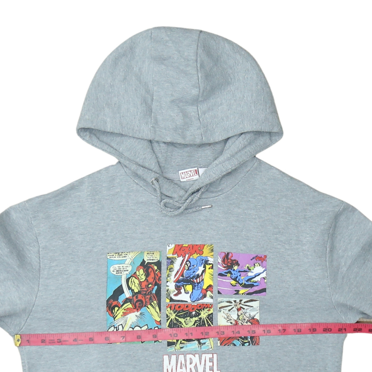 Marvel Men’s Grey Pullover Hoodie M Comic Graphic Print Fleece