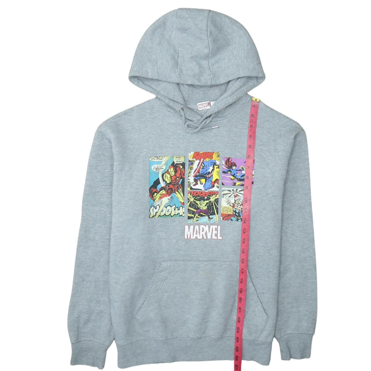 Marvel Men’s Grey Pullover Hoodie M Comic Graphic Print Fleece