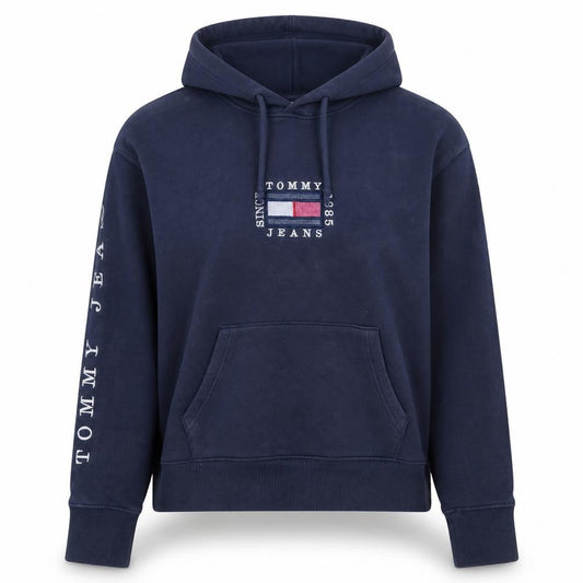 Tommy Jeans Womens Navy Hoodie XS Pullover Logo Hooded Sweatshirt