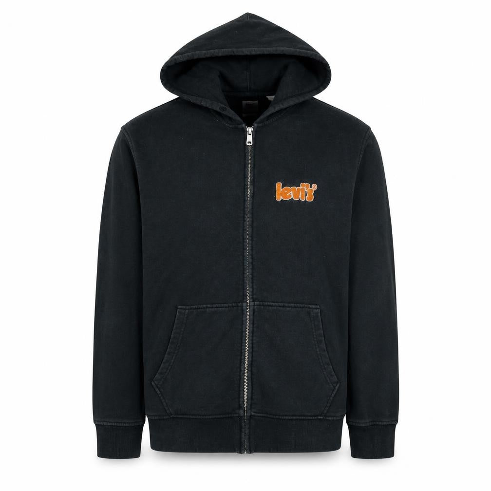 Levi's Men's Black Full Zip Hooded Sweatshirt Size S Relaxed Fit