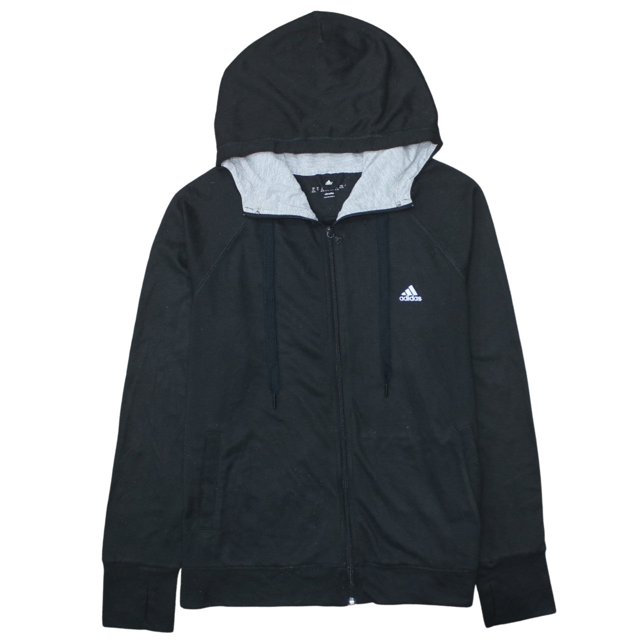 Adidas Womens Black Full Zip Hoodie XL Climalite Lightweight Hooded