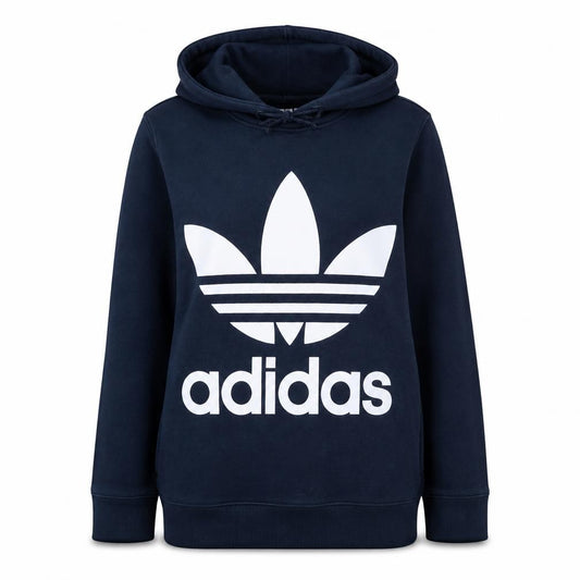 Adidas Women Navy Blue Hooded Pullover Sweatshirt UK 14
