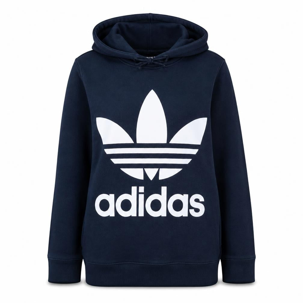Adidas Women Navy Blue Hooded Pullover Sweatshirt UK 14