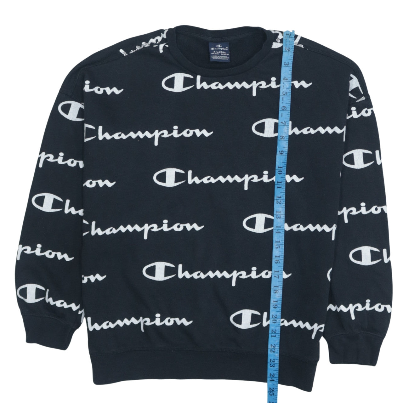 Champion Boys Black Logo Pullover Sweatshirt 13-14 Years Crew Neck