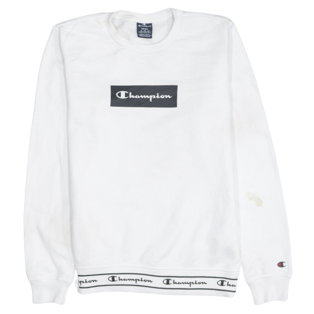 Champion Men's White Small Logo Pullover Sweatshirt