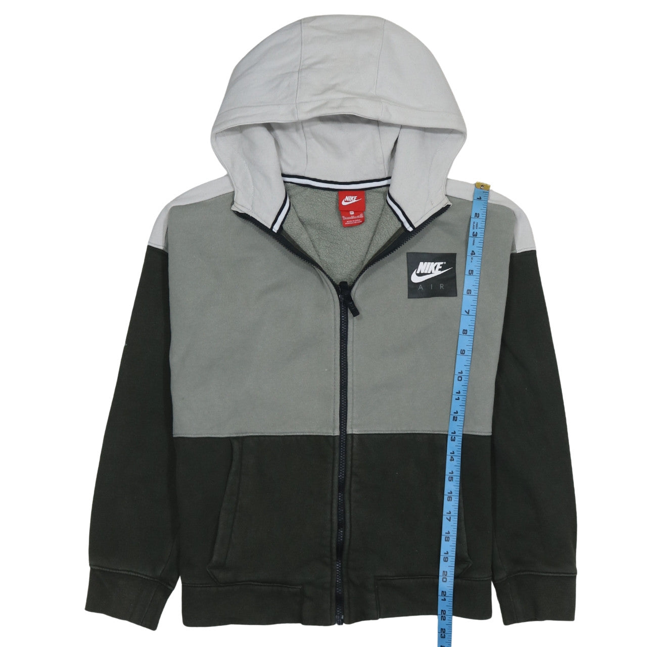 Nike Boys Green Grey Full Zip Hoodie XL 13-15 Years Hooded Sweatshirt