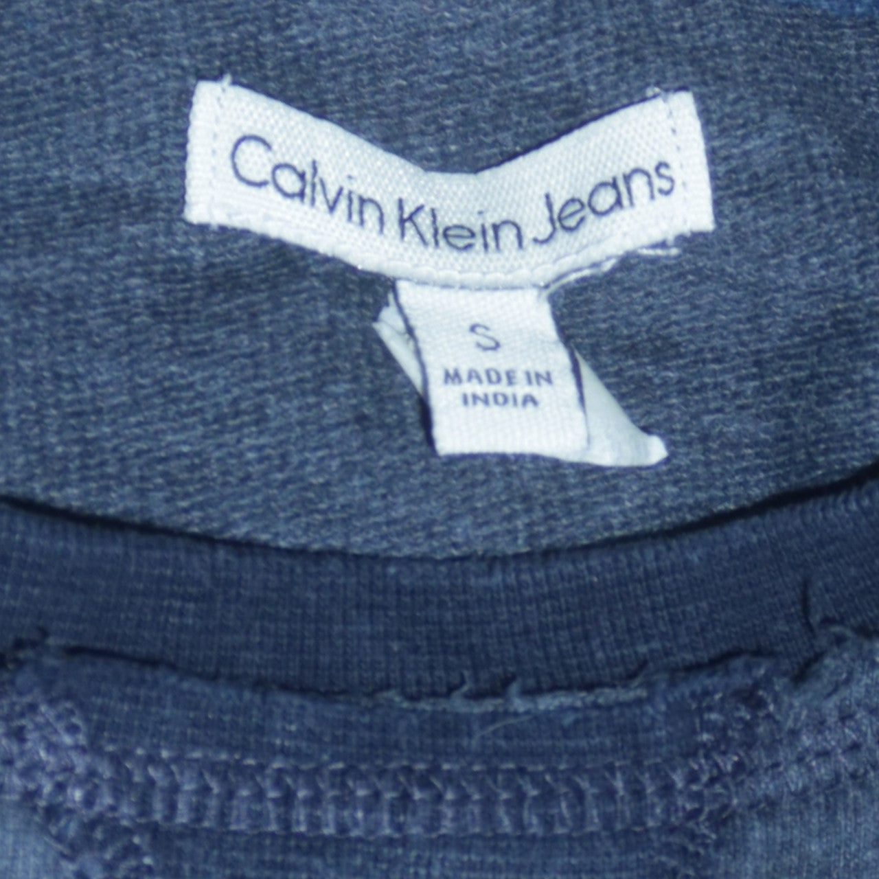 Calvin Klein Jeans Men's Navy Blue Crew Neck Cotton T-Shirt Size S