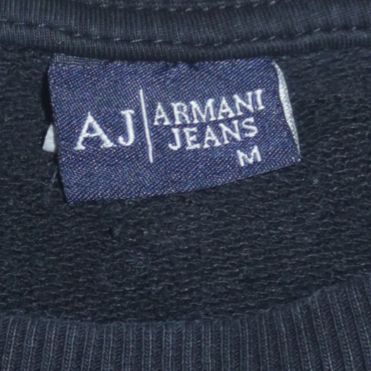 Armani Jeans Men's Black Crew Neck Logo Sweatshirt Size M