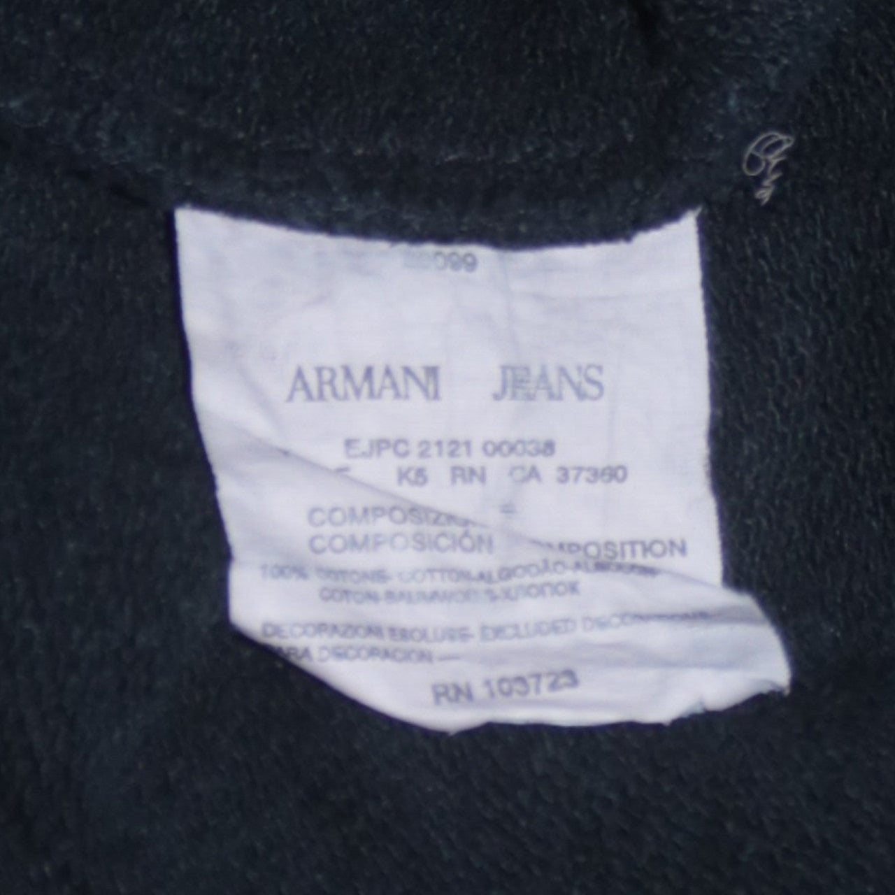 Armani Jeans Men's Black Crew Neck Logo Sweatshirt Size M