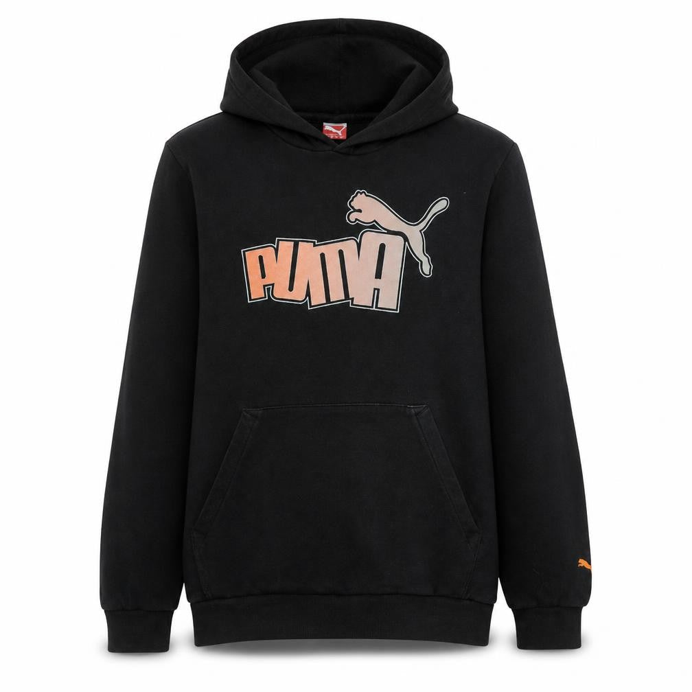 Puma Boys Black Pullover Hoodie Graphic Logo Size 14 164cm