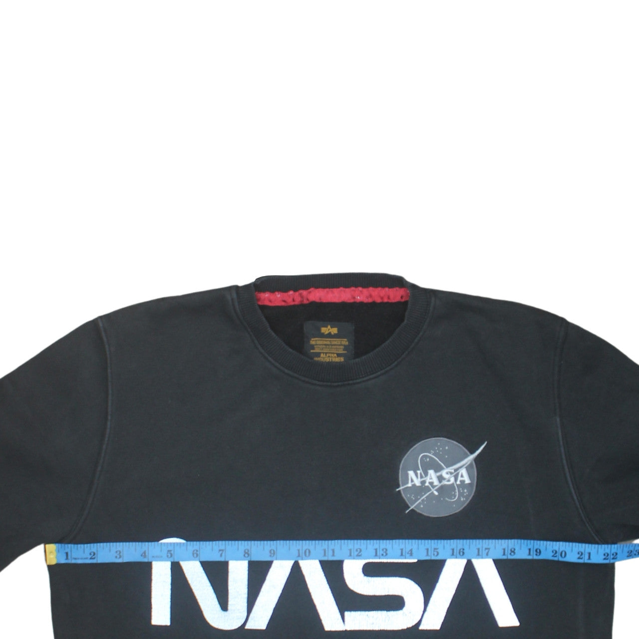 Alpha Industries Men’s Black NASA Logo Pullover Sweatshirt L