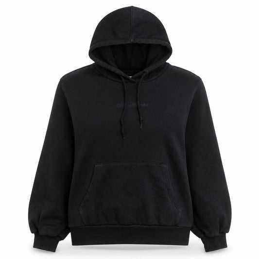 Adidas Women Black Pullover Hoodie Size 10 Relaxed Fit Cotton Sweatshirt