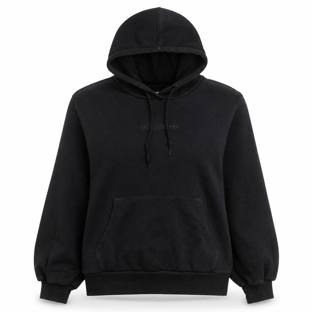 Adidas Women Black Pullover Hoodie Size 10 Relaxed Fit Cotton Sweatshirt