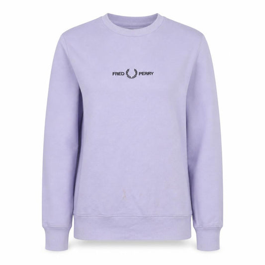 Fred Perry Women's Lilac Cotton Sweatshirt M Crew Neck Logo Pullover