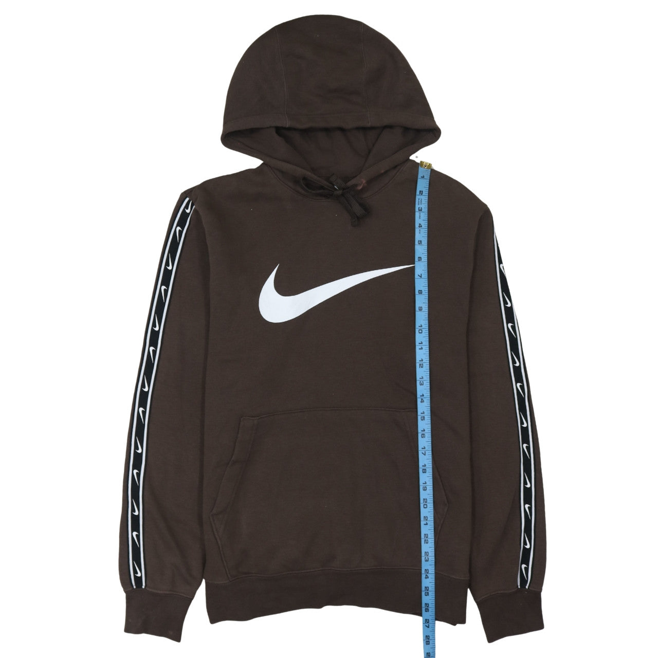 Nike Men's Brown Pullover Hoodie Small Logo Sleeve Graphic
