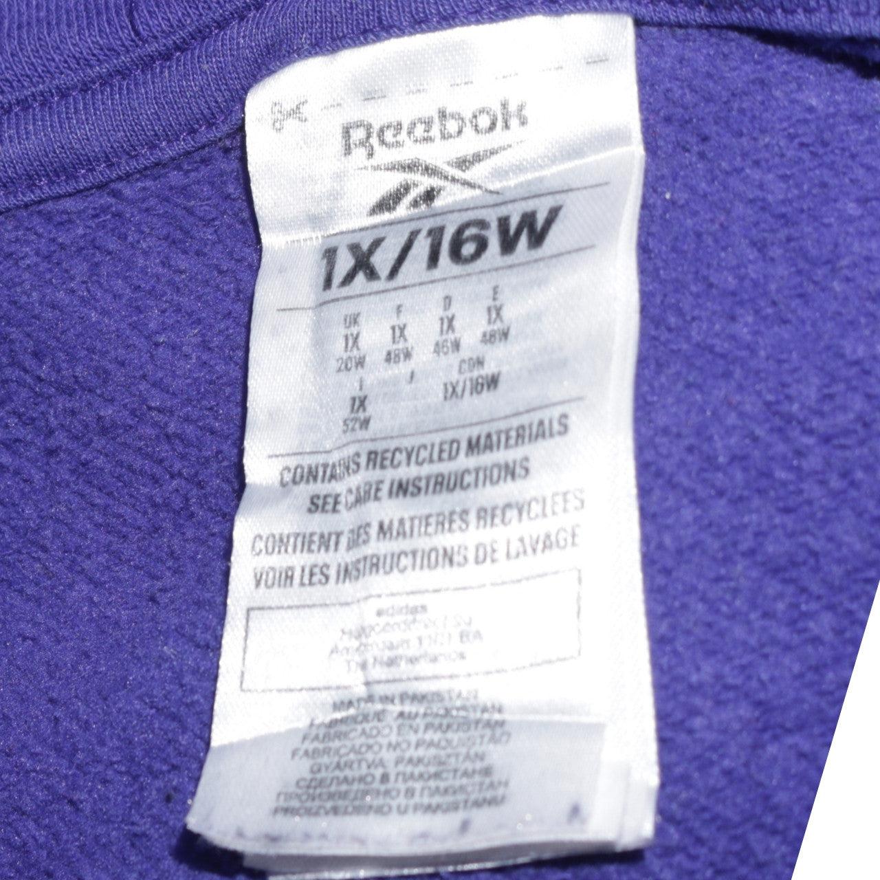 Reebok Women's Purple Pullover Hoodie Size 20W Relaxed Fit Logo Sweatshirt