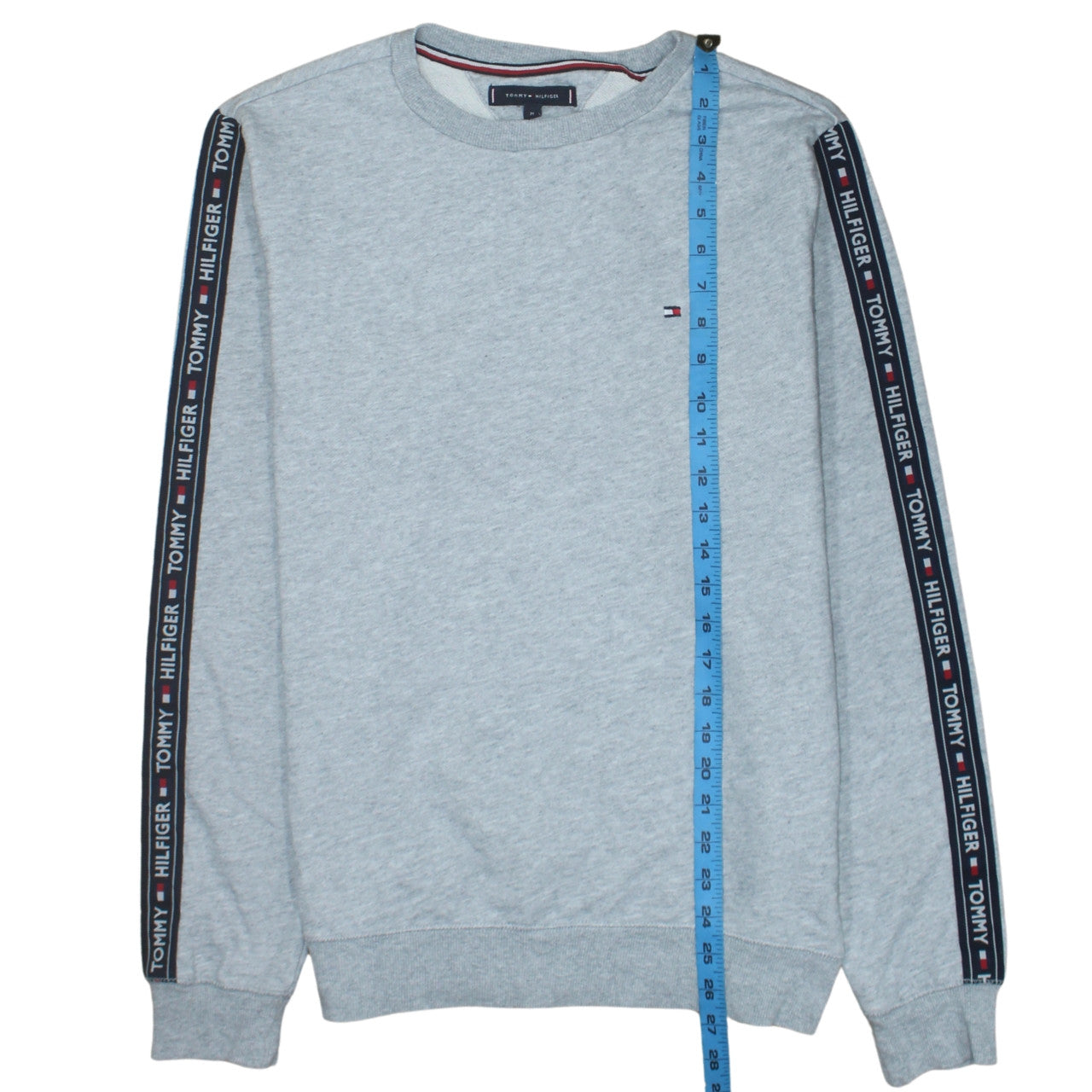 Tommy Hilfiger Men's Grey Logo Tape Crew Neck Sweatshirt M