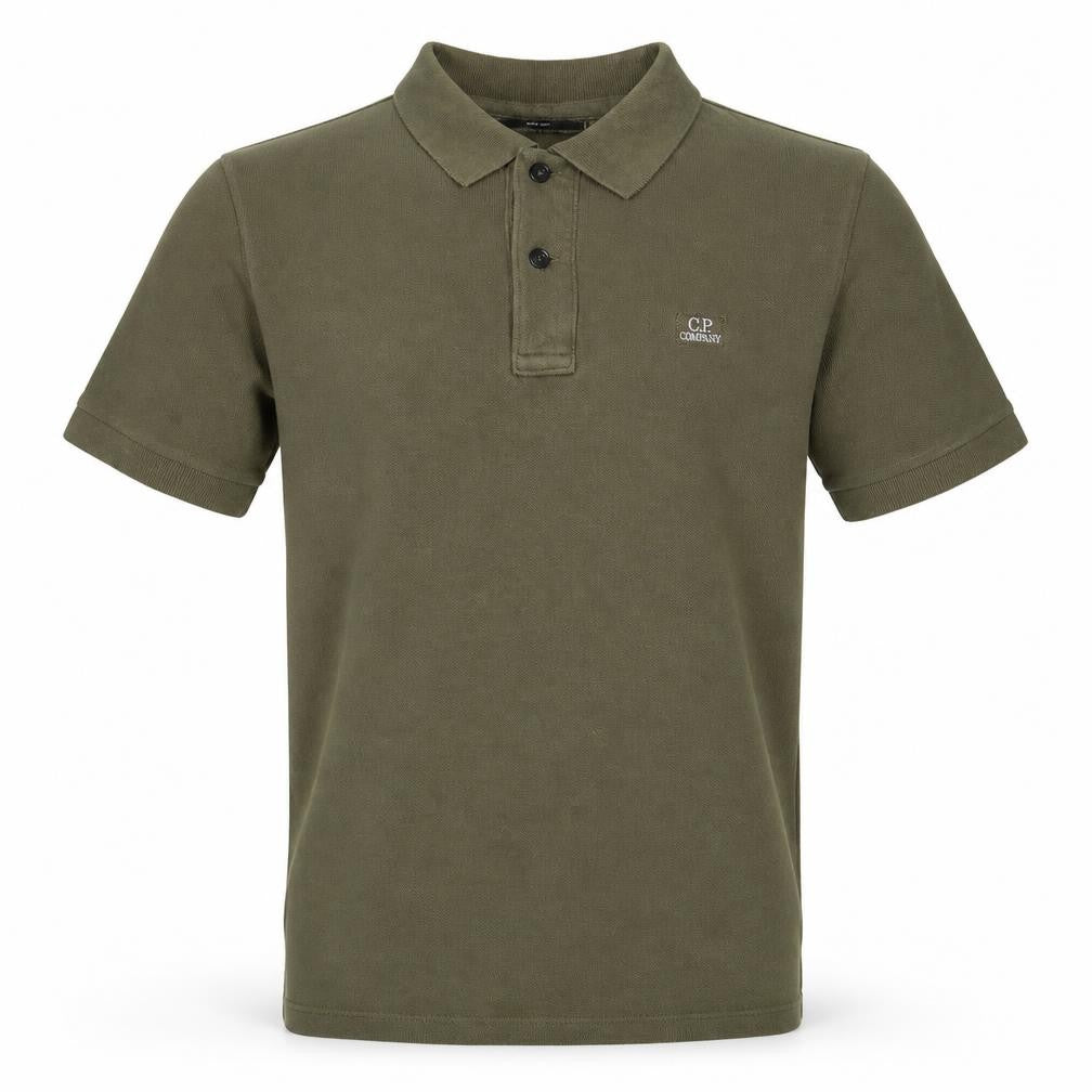 C.P. Company Men's Green Cotton Short Sleeve Polo Shirt Size S