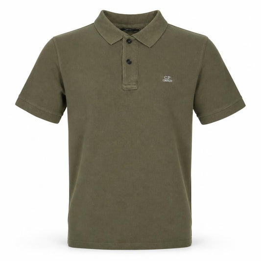 C.P. Company Men's Green Cotton Short Sleeve Polo Shirt Size S