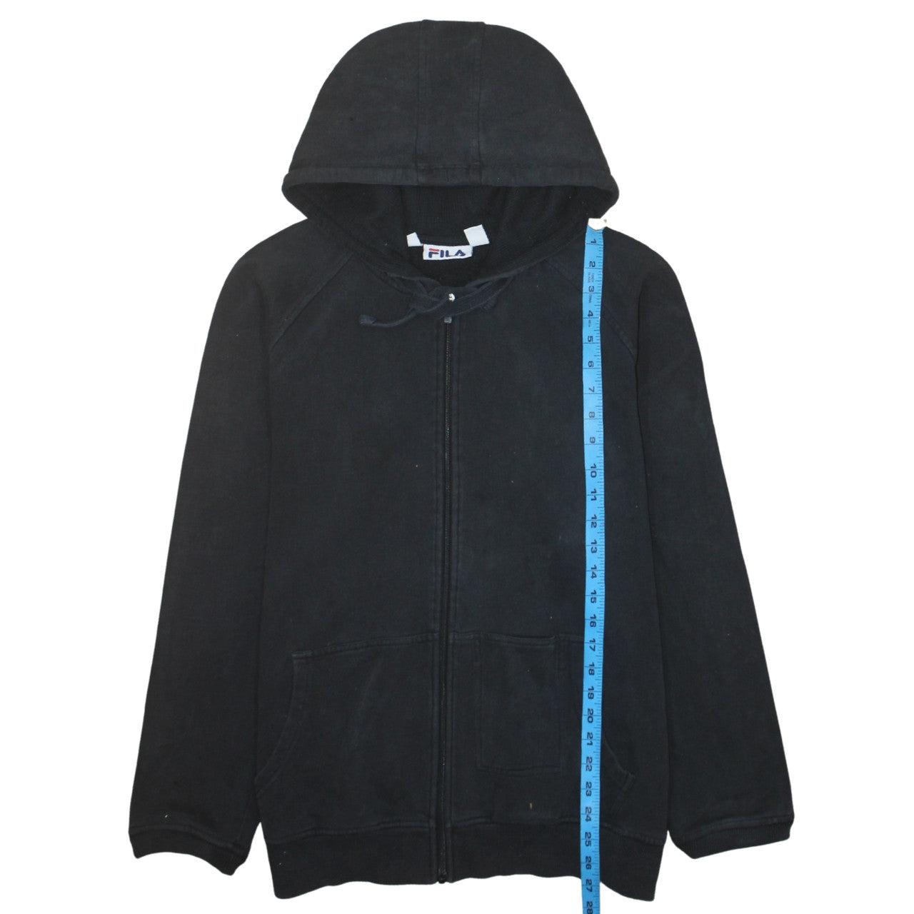 FILA Mens Black Full Zip Hoodie Sweatshirt M Fleece Lined Casual