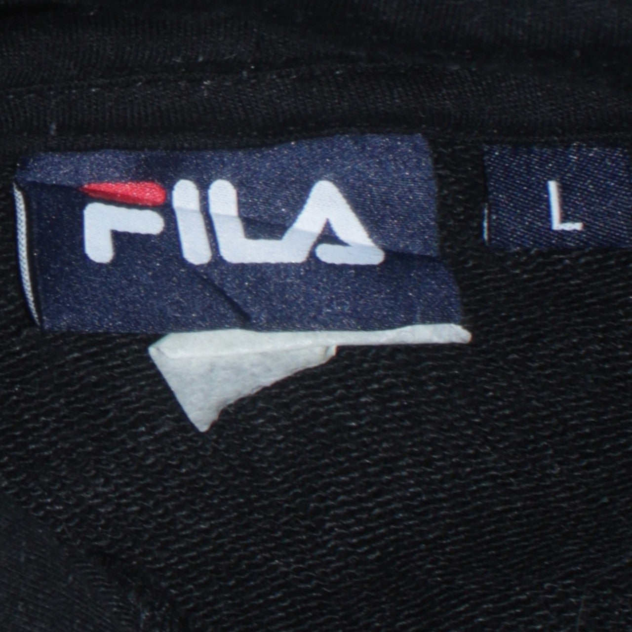 Fila Womens Black Large Pullover Hoodie with Logo and Tape Detail