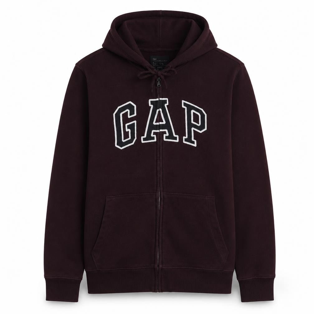 Gap Men's Brown Full Zip Hoodie L Cotton College Style