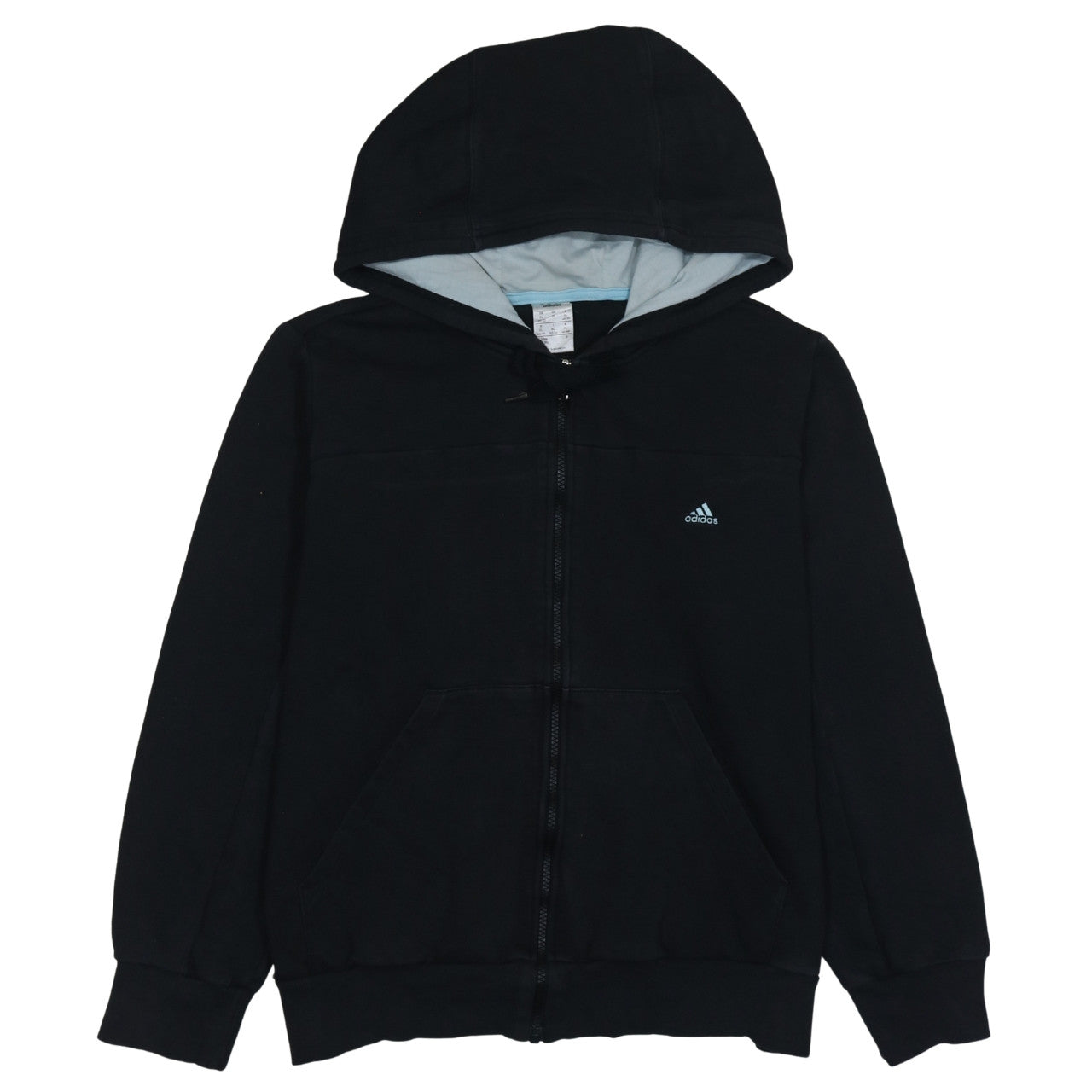 Adidas Women Black Full Zip Hoodie XL Cotton Blend Hooded Sweatshirt