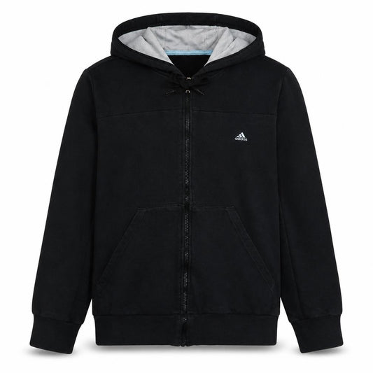 Adidas Women Black Full Zip Hoodie XL Cotton Blend Hooded Sweatshirt