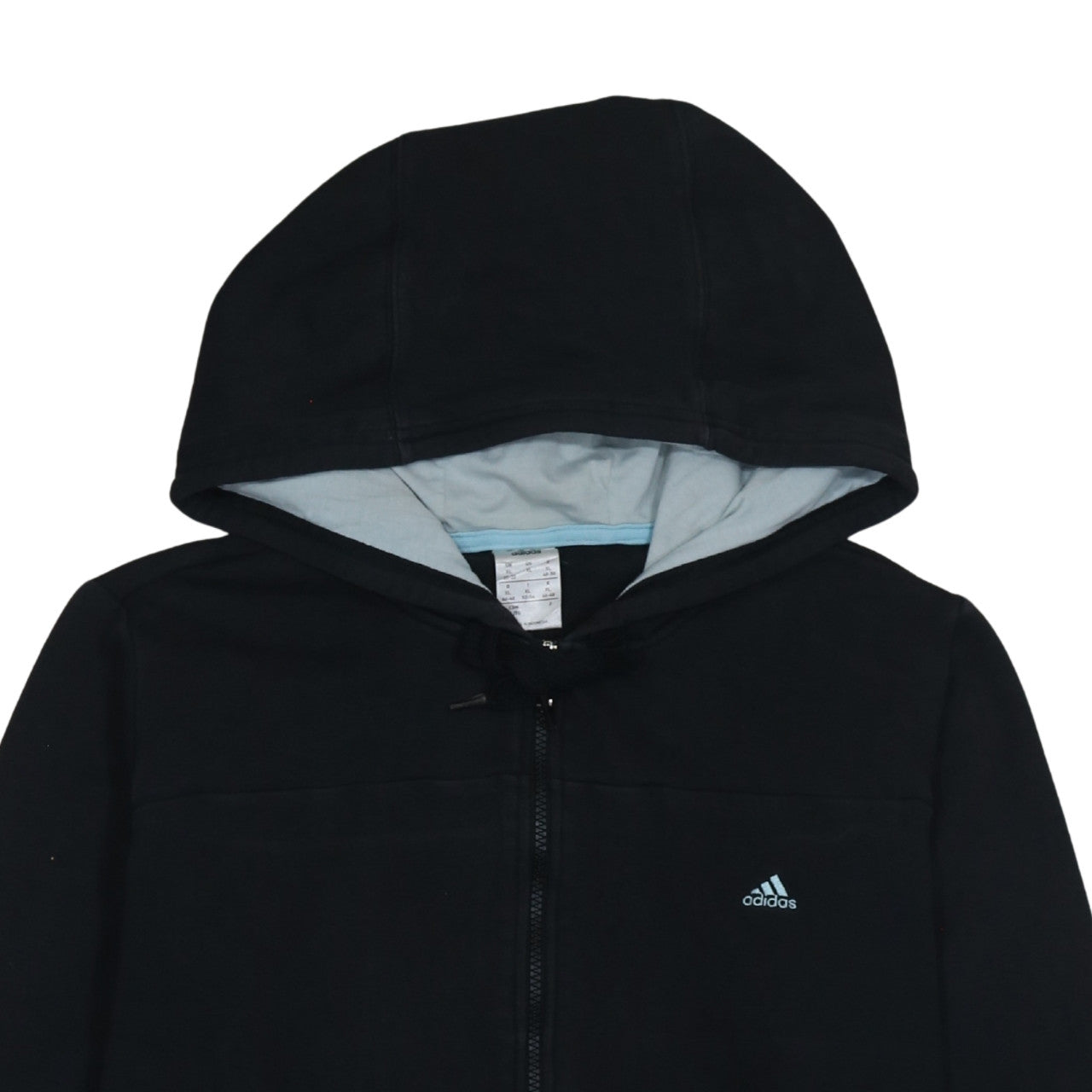 Adidas Women Black Full Zip Hoodie XL Cotton Blend Hooded Sweatshirt