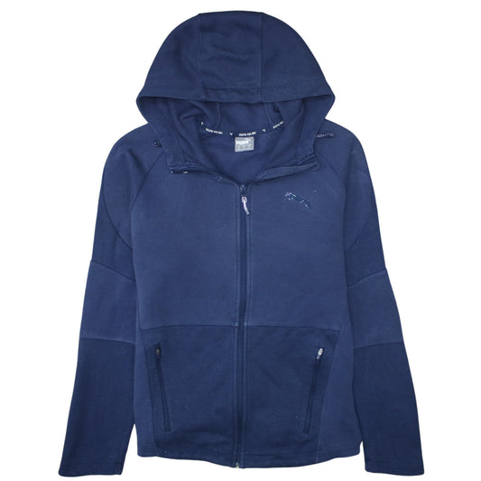 Puma Men's Navy Blue Full Zip Hoodie Size M with Logo Design